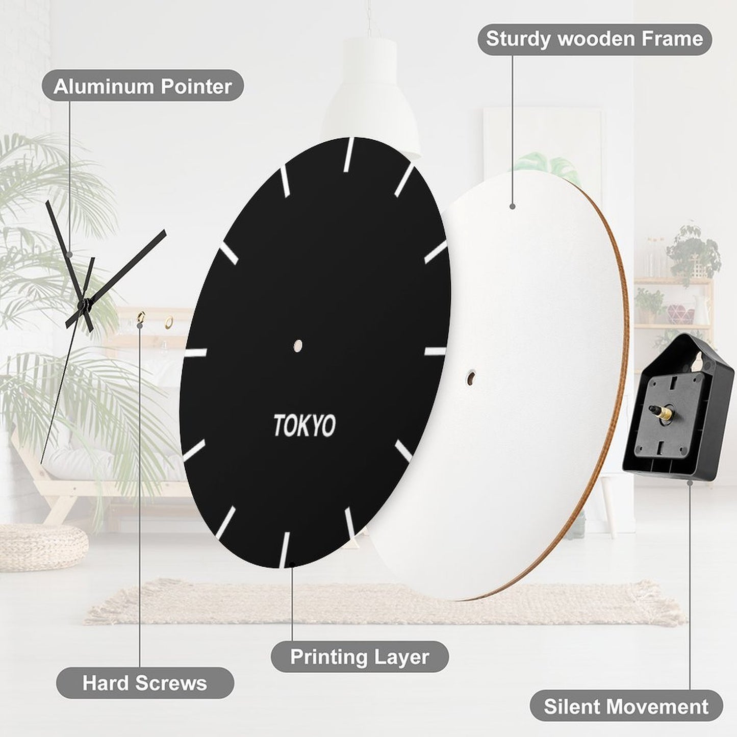 Tokyo Black Time Zone Newsroom Wall Clock Wall Clock