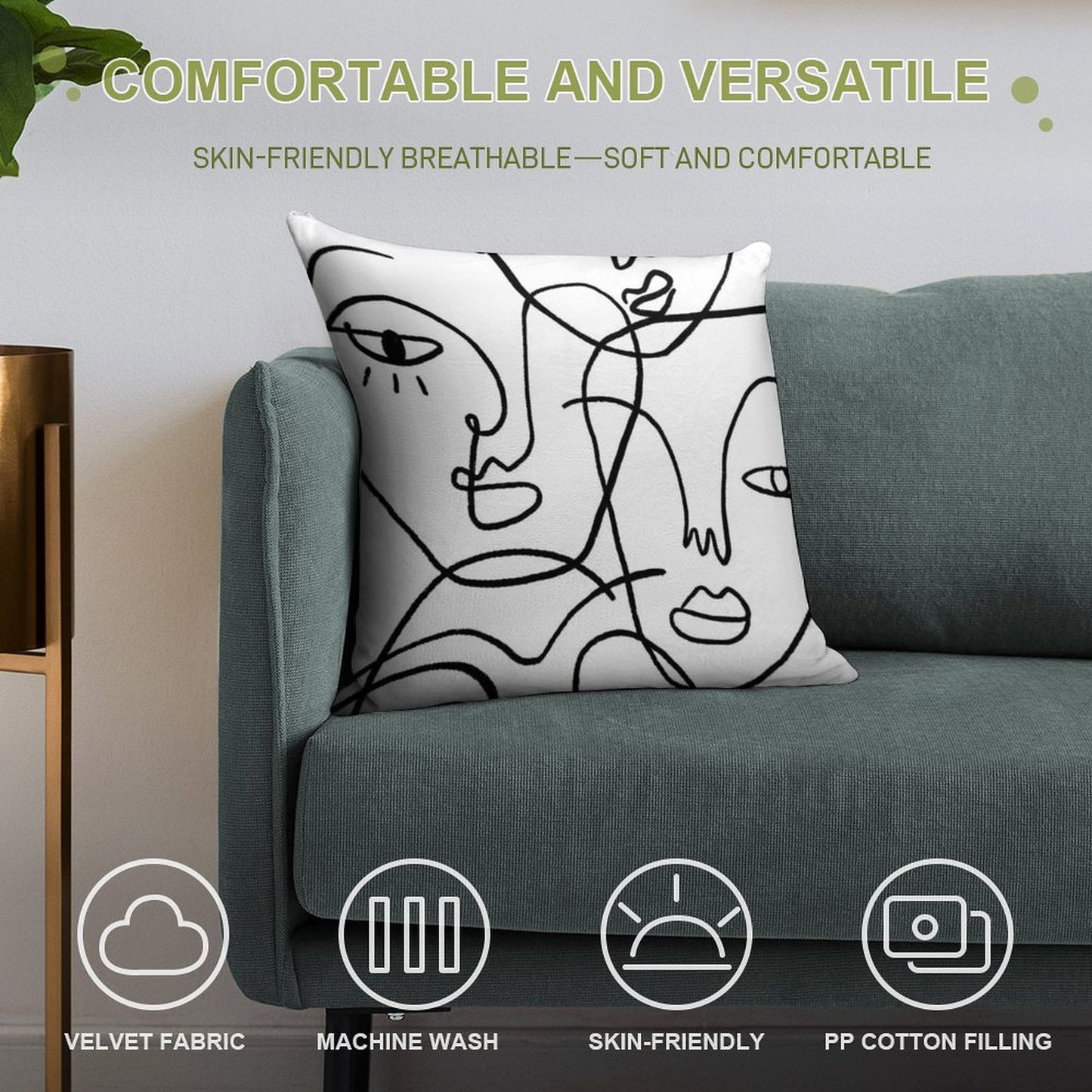 Abstract Faces Soft Easy Maintenance Throw Pillow