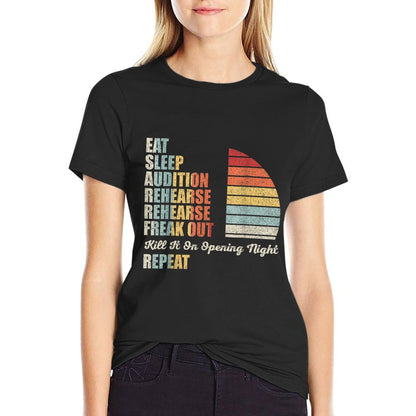 Retro Vintage Funny Theater Musical Life Eat Sleep Theatre T-Shirt