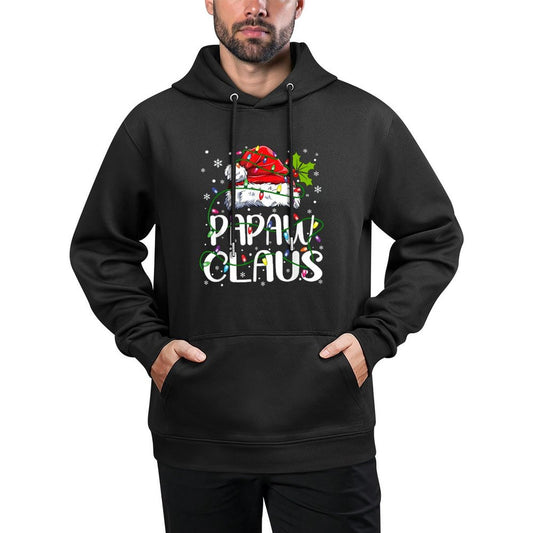 Papaw Claus Christmas Santa Hat Matching Family Xmas Lights Cotton-Polyester Blend Hoodie