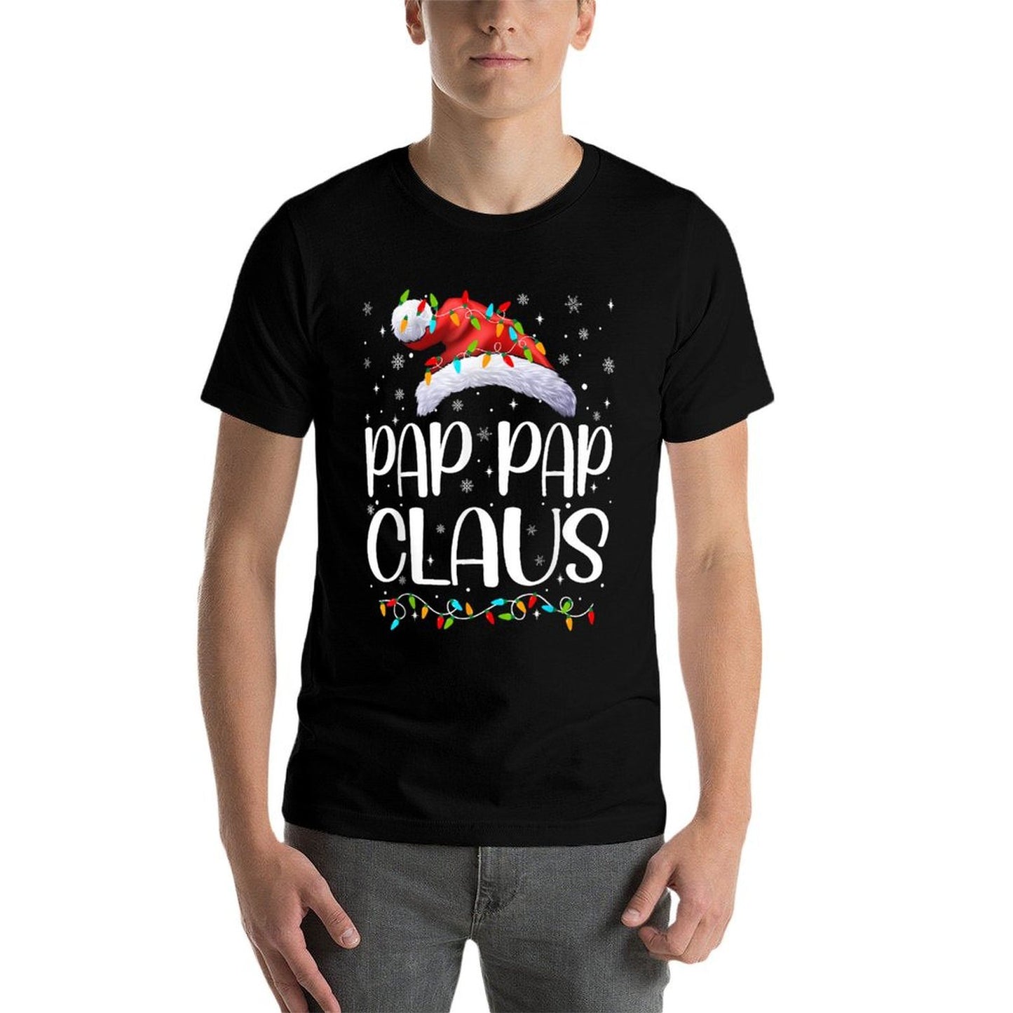 Pap Pap Claus Xmas Lights Christmas Pajama Matching Family  Oversized Silhouette T-Shirt