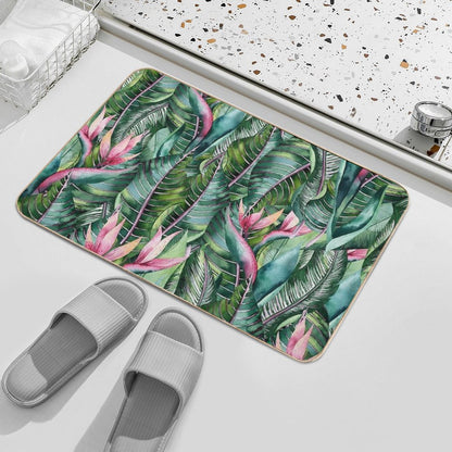 Tropical Banana Leaf Print Bath Mat