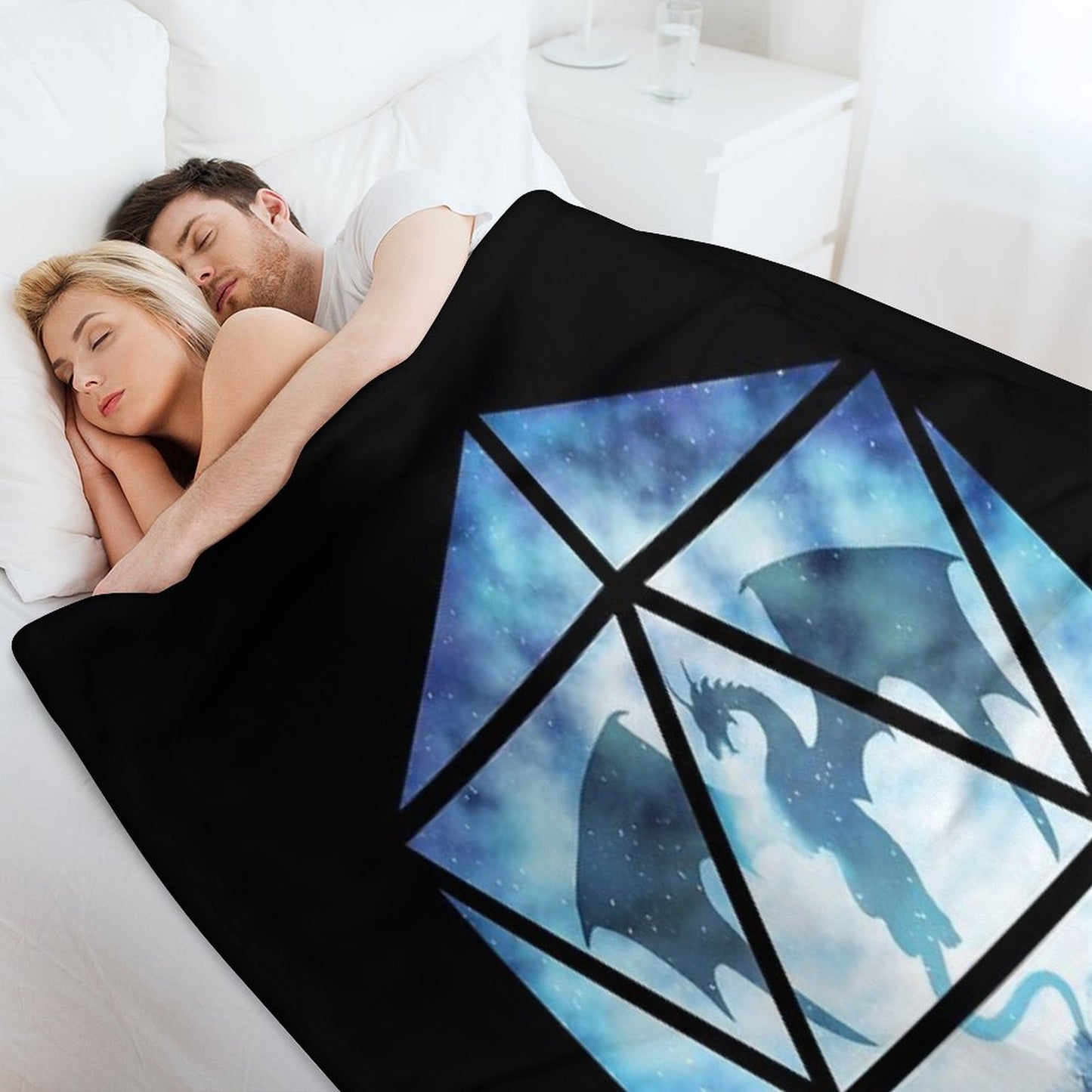 Blue Sky Ice Dragon D20 Throw Blanket