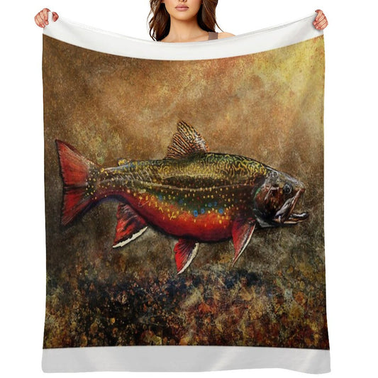 Spawning Male Brook Trout Illustration Throw Blanket