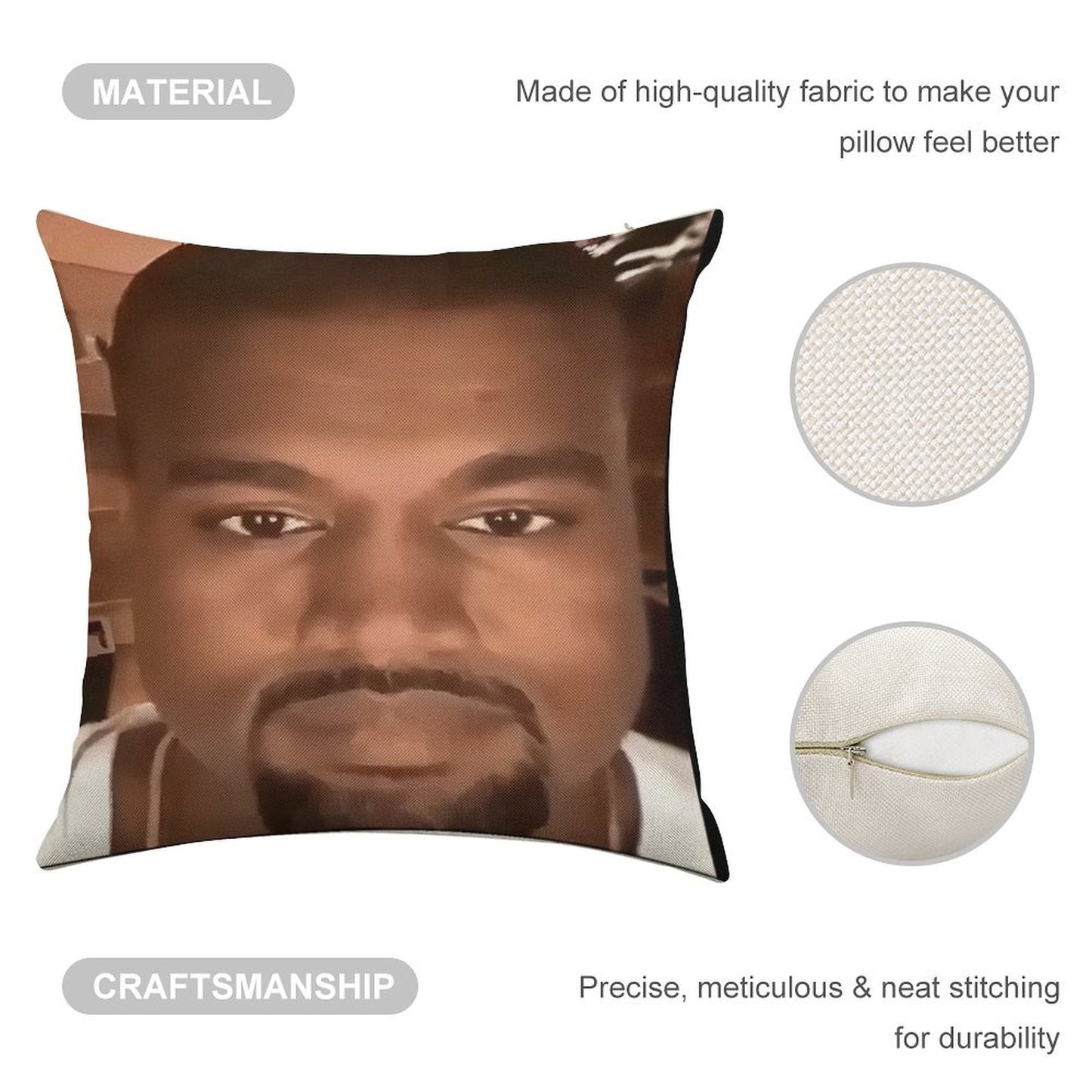 Kanye West Stretched Meme  TikTok Meme  Ye Linen Throw Pillow Cover