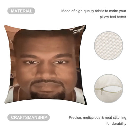Kanye West Stretched Meme  TikTok Meme  Ye Linen Throw Pillow Cover