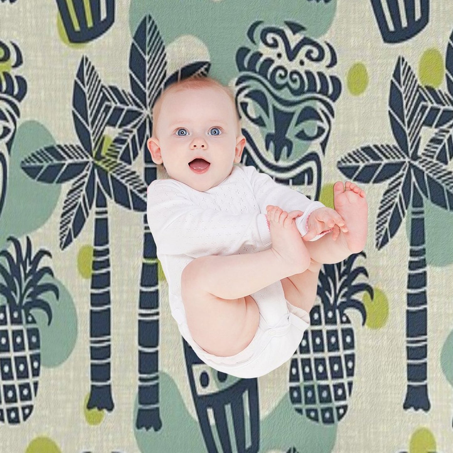 Retro Mid Century Modern Tiki Pattern Throw Blanket