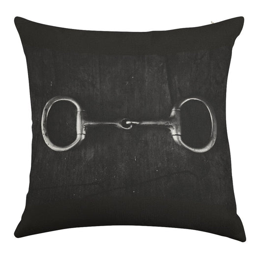Snaffle Linen Throw Pillow Cover