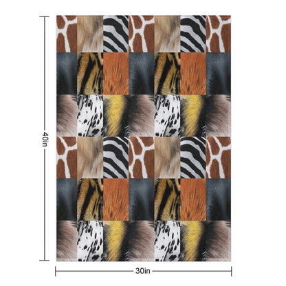 Animal Fur Textures in Colored Pencil Throw Blanket