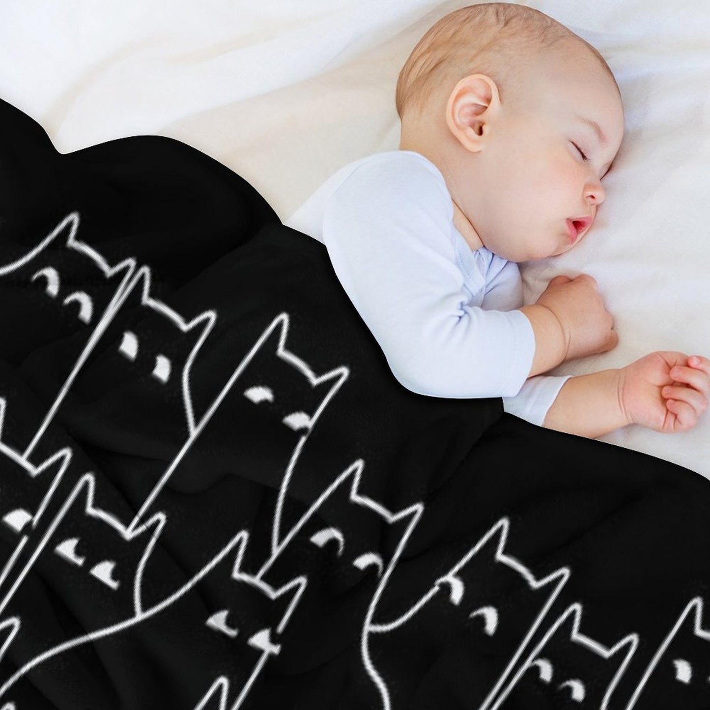 Suspicious Cats (Minimal White Linework Version) Throw Blanket