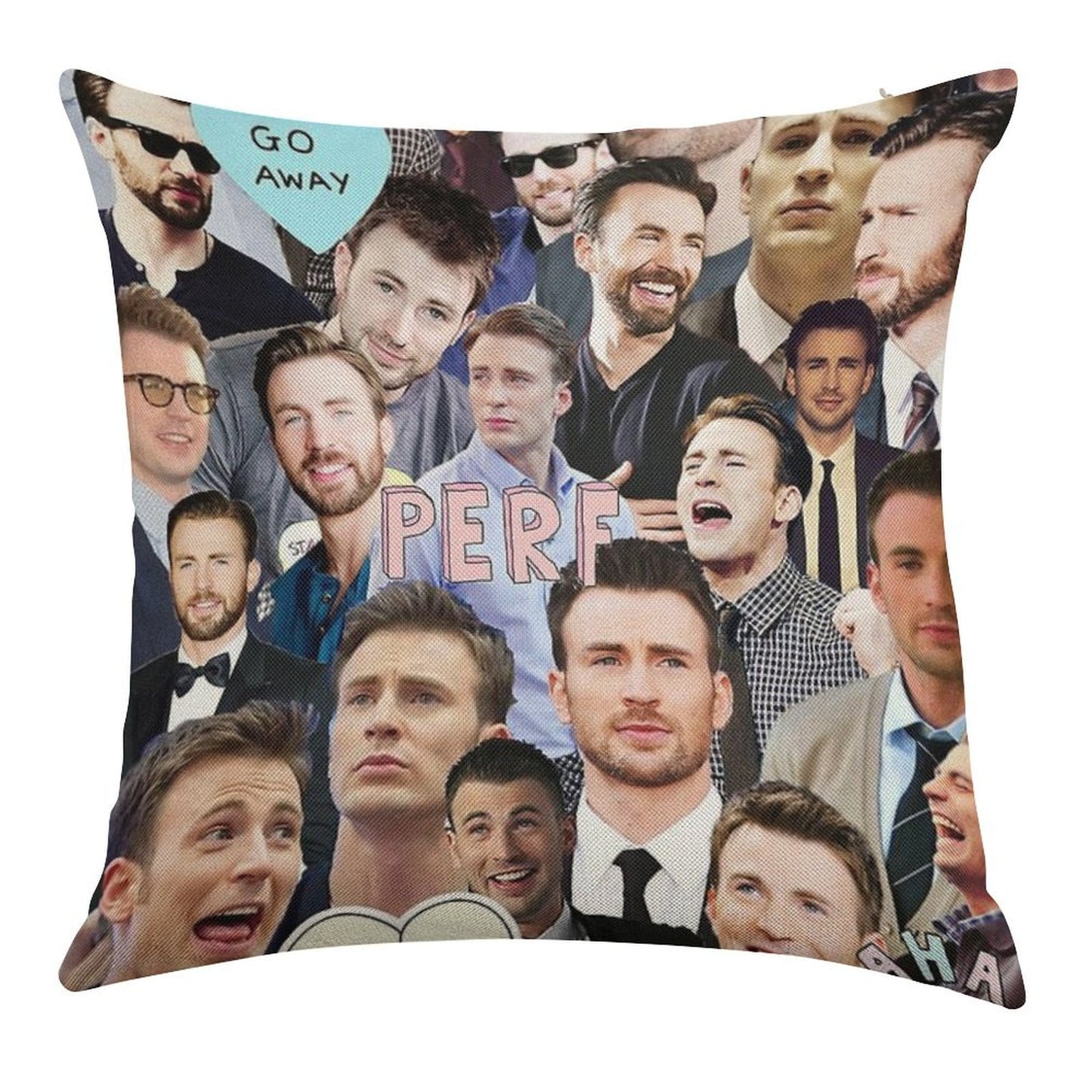 Chris Evans Collage Linen Throw Pillow Cover