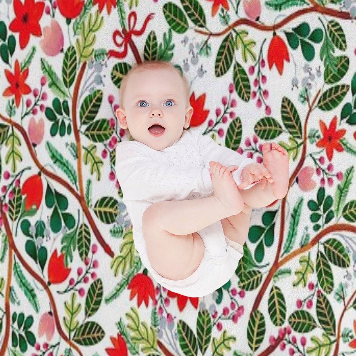 Christmas Floral Pattern Throw Blanket