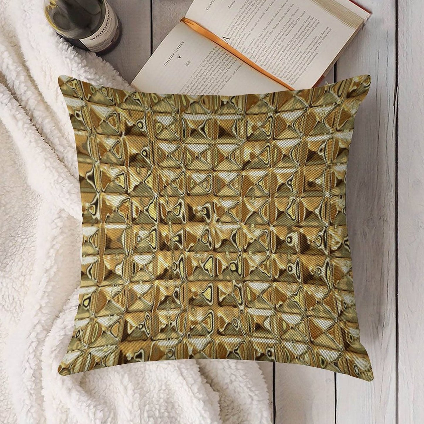 Photograph of Gold ONLY - Not Reflective Linen Throw Pillow Cover