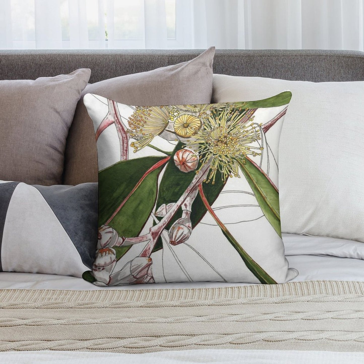 Eucalyptus Mallee Australian Native Soft Gift Ready Throw Pillow