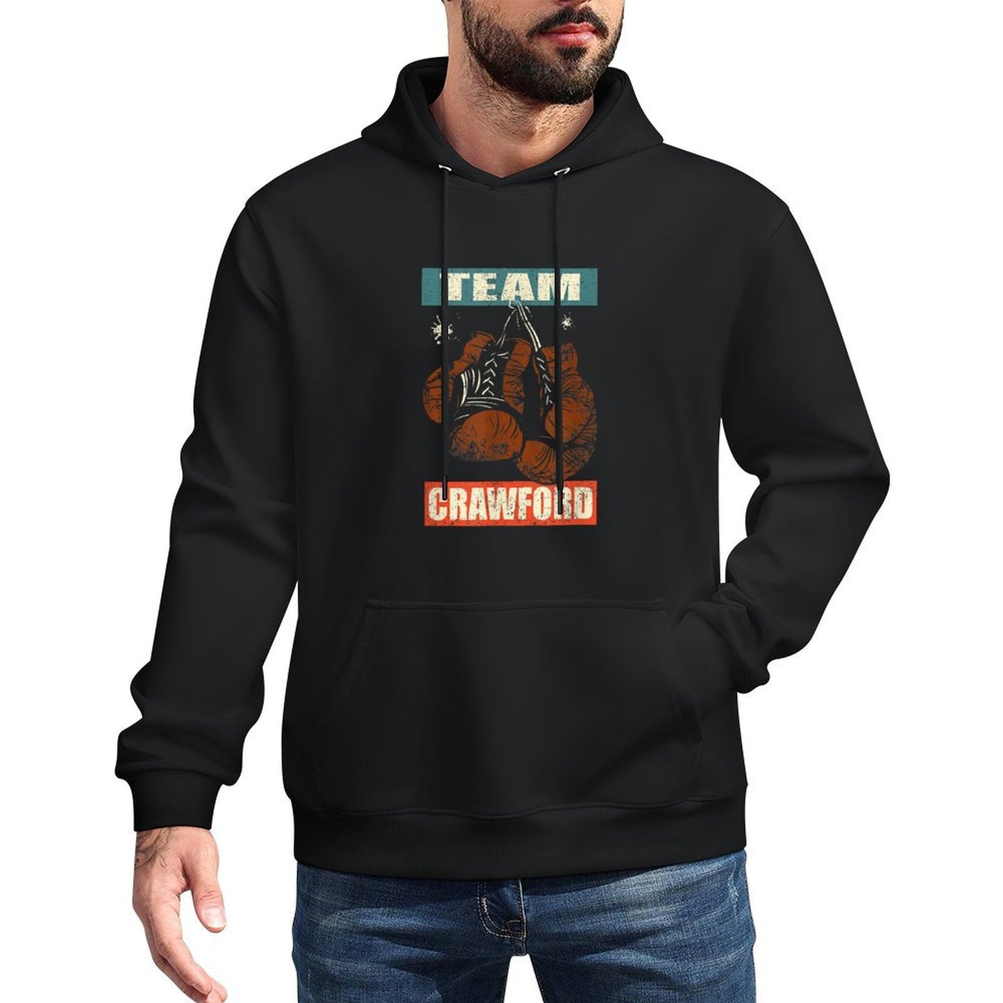 Crawford Last Name Retro Family Name Crawford Boxing Adjustable Hood Hoodie