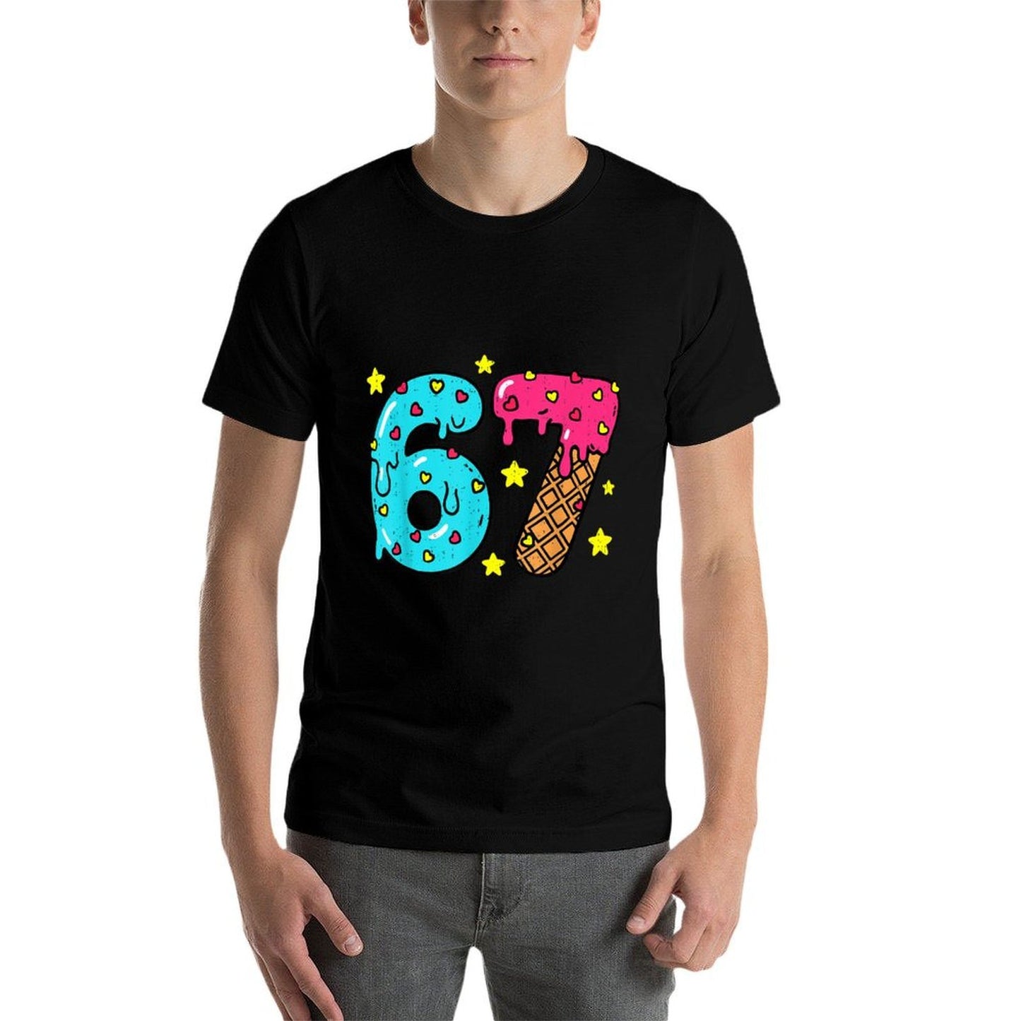Funny Number Six Seven Ice Cream Drip Cool Meme 67 Sports  Vintage-inspired T-Shirt