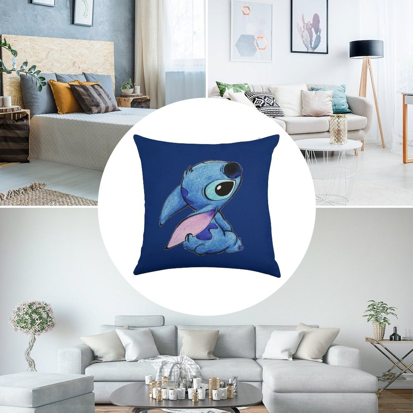 Cute Stitch ! Linen Throw Pillow Cover