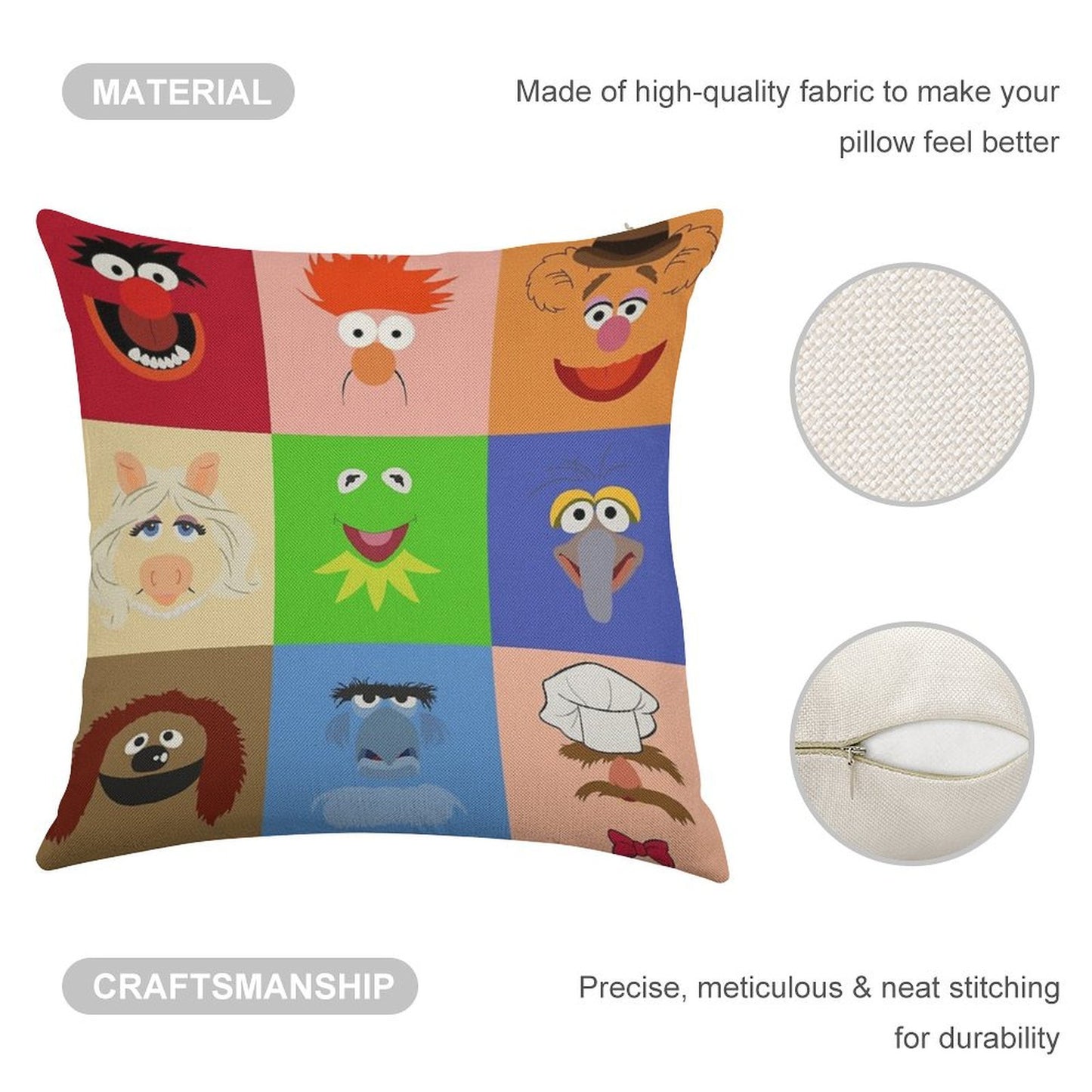 Muppets Linen Throw Pillow Cover