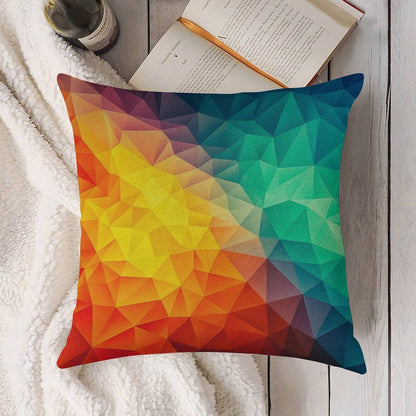 Abstract Multi Color Cubizm Painting Linen Throw Pillow Cover