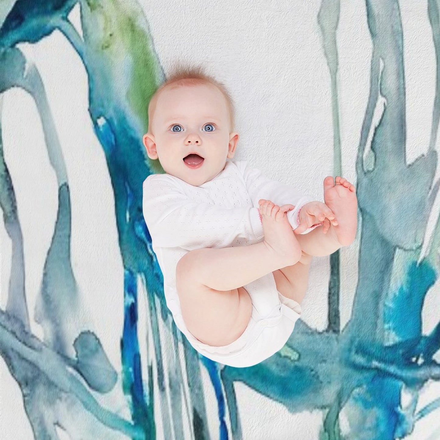 Blue Abstract Watercolor Painting Throw Blanket