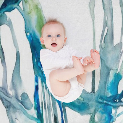 Blue Abstract Watercolor Painting Throw Blanket