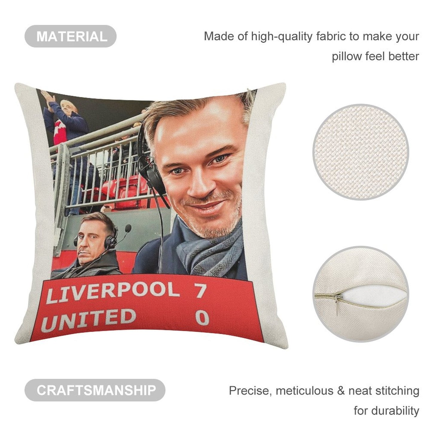 Liverpool 7 United 0 Linen Throw Pillow Cover