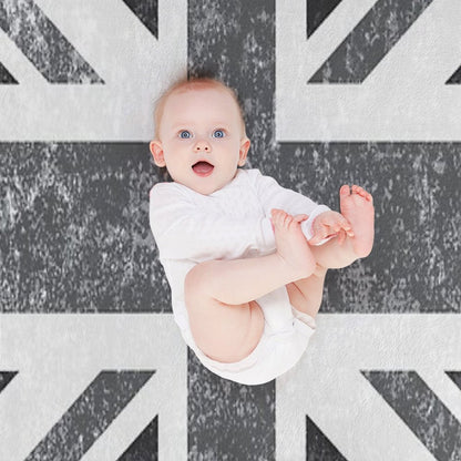 Union Jack Vintage Grayscale - United Kingdom Flag Throw Blanket