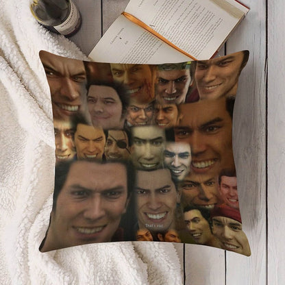 Happy Kazuma Kiryu ) Linen Throw Pillow Cover
