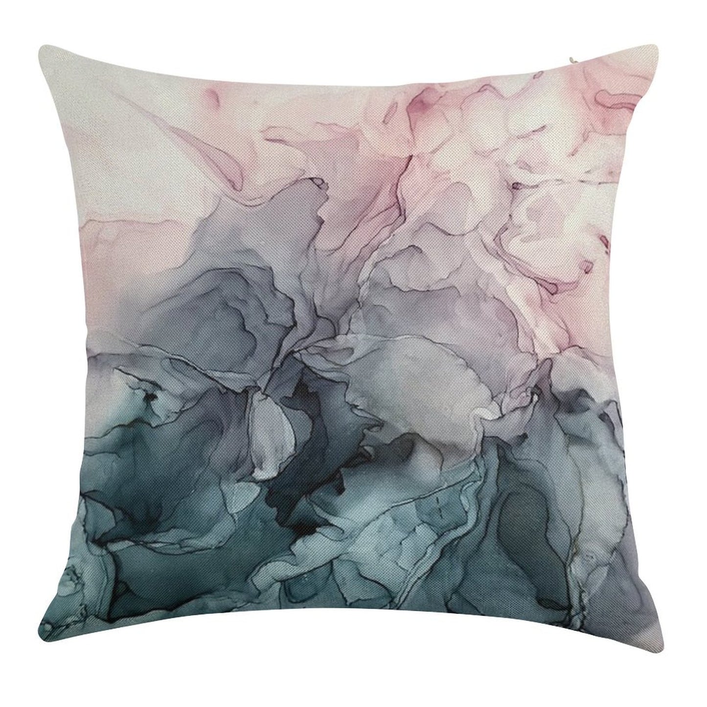Blush And Payne's Grey Flowing Abstract Painting Linen Throw Pillow Cover