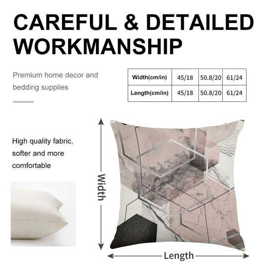 Blush And Grey Geometric Linen Throw Pillow Cover