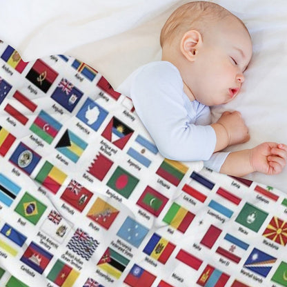 World Flags with Country Names Throw Blanket