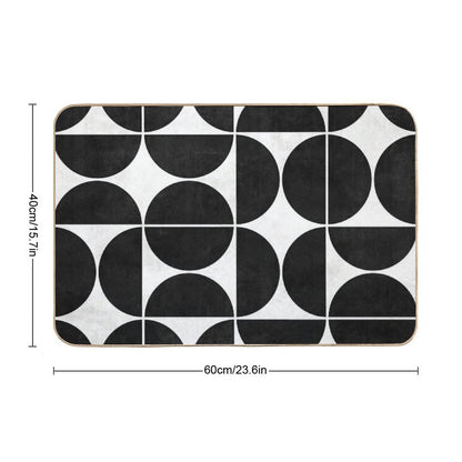 Mid-Century Modern Pattern No.3 - Black And White Concrete Bath Mat