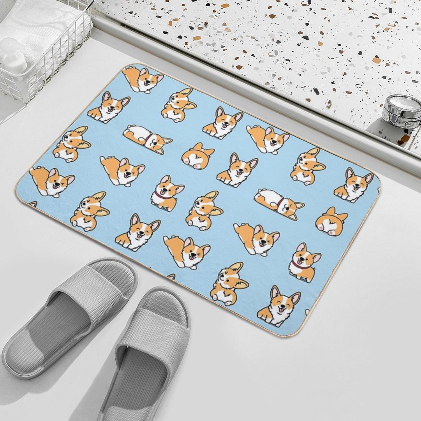 Kawaii Corgi Bath Mat