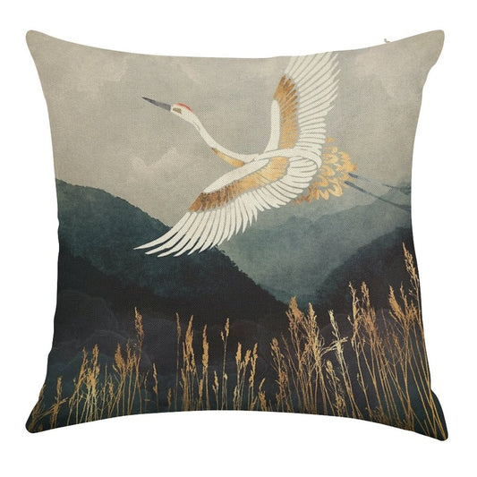 Elegant Flight Linen Throw Pillow Cover