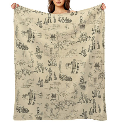 100 Aker Wood (Cream) Throw Blanket
