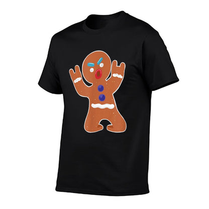 Gingerbread Man Funny Metal Christmas  Wrinkle-resistant T-Shirt