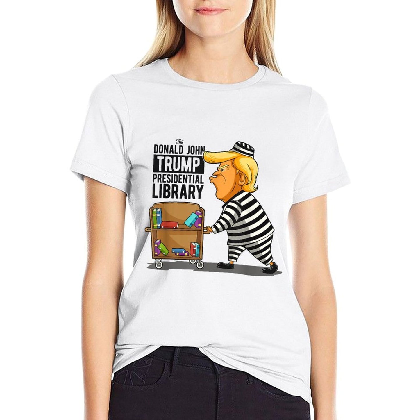 Anti-Trump Library Funny Grey Classic Fit, Crew Neck, - Impeach Trump Apparel  Classic T-Shirt