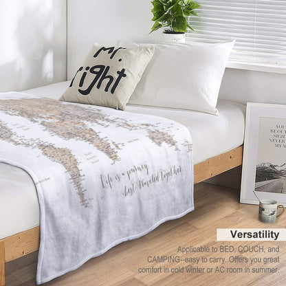Life Is A Jouney Best Travelled Together, World Map, Abey Throw Blanket