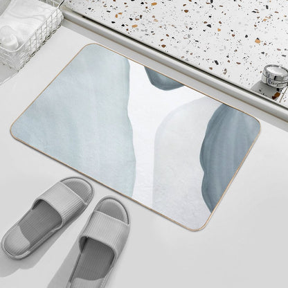 Blue Abstract Watercolor Painting. Modern, Minimalist Design. Bath Mat