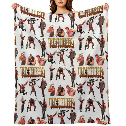Team Fortress 2 - All Characters  Classes with TF2 Logo Throw Blanket