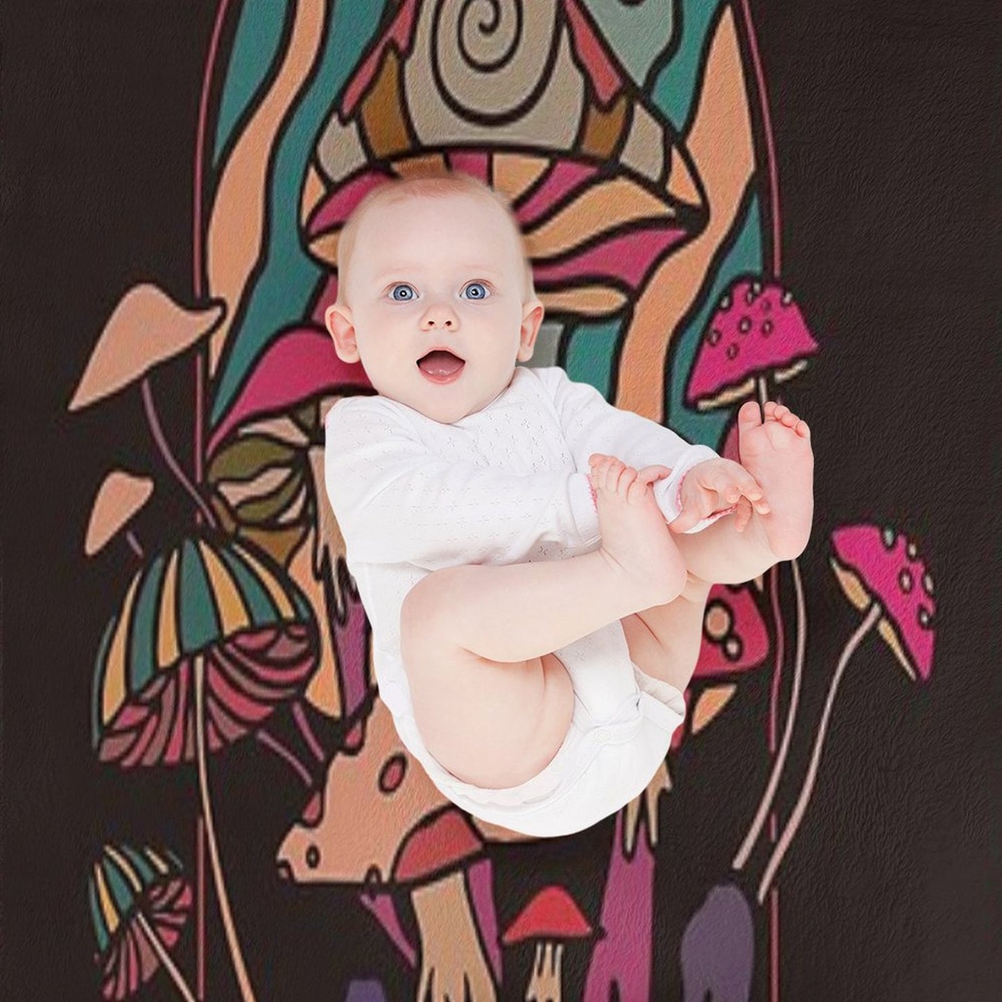 The Mushroom Tribe  Garden of Shrooms Throw Blanket