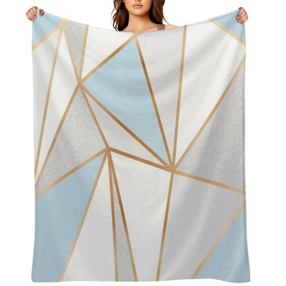Blue, Grey & Gold Geo Throw Blanket