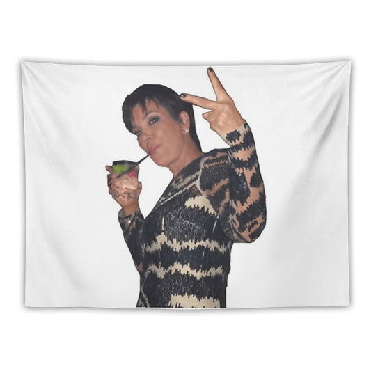 Kris Jenner Peace Sign Tapestry