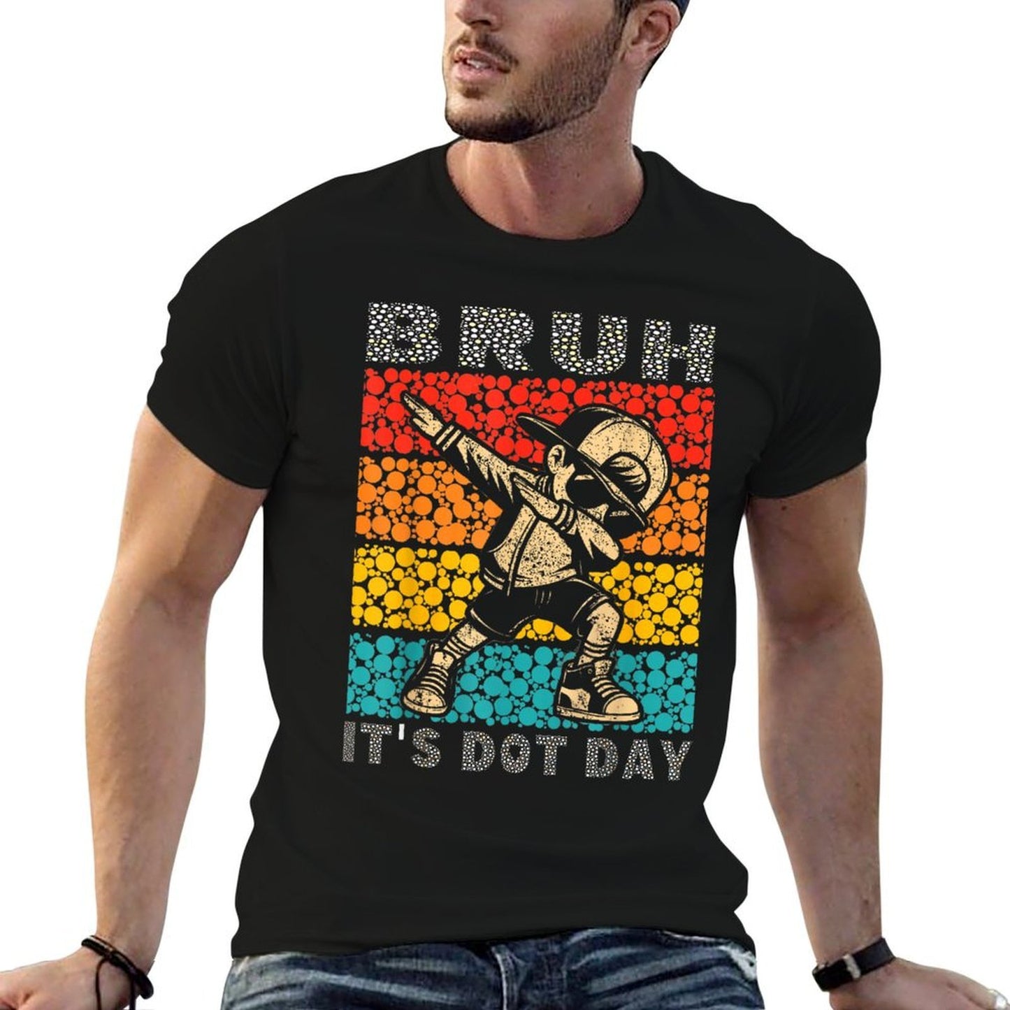 Bruh Its Dot Day Dabbing Boy Kids Boys Girls Women Dot Day  Oversized Silhouette T-Shirt