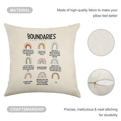 Boundaries Mental Health Reminder for Counselors Linen Throw Pillow Cover