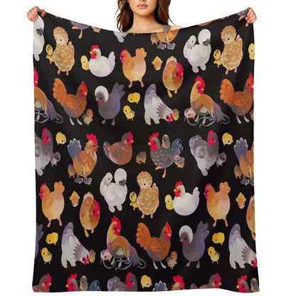 Chicken And Chick - Dark Throw Blanket