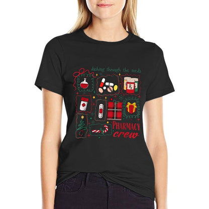 Coquette Cute Christmas Pharmacy Crew Nurse Medical CPhT  Relaxed-fit T-Shirt