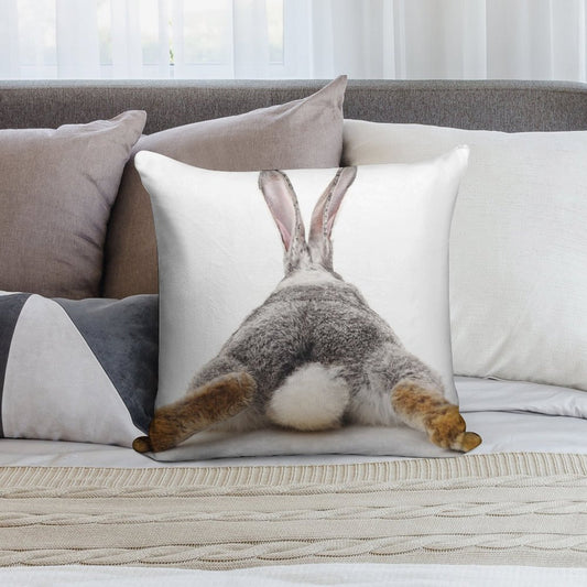 Just Relax Rabbit - View from Behind Soft Washable Throw Pillow