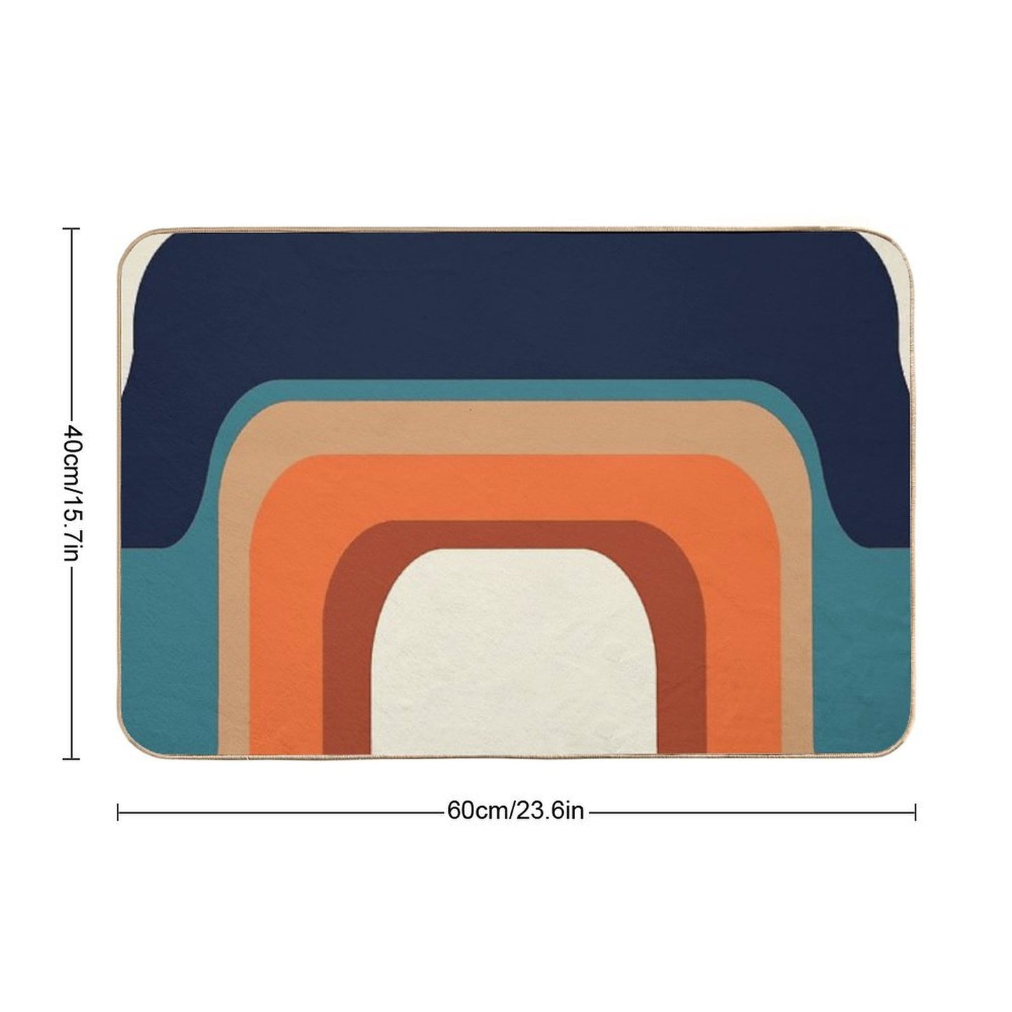 Mid-Century Modern Meets 1970s Orange And Blue Rainbow Bath Mat