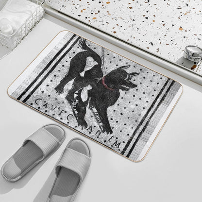 Cave Canem - Beware of Dog - Pompeii Latin Mosaic Bath Mat